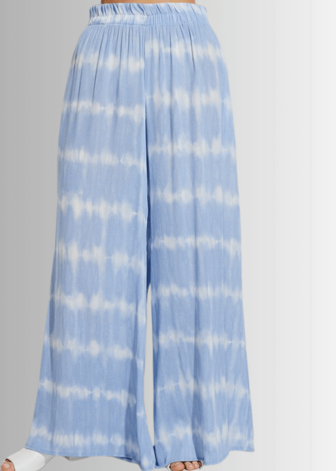 USA Made Light Blue Tie dye striped crop muscle top and palazzo pants 2 piece set for lounge, beach or every day wear | Classy Cozy Cool Women&