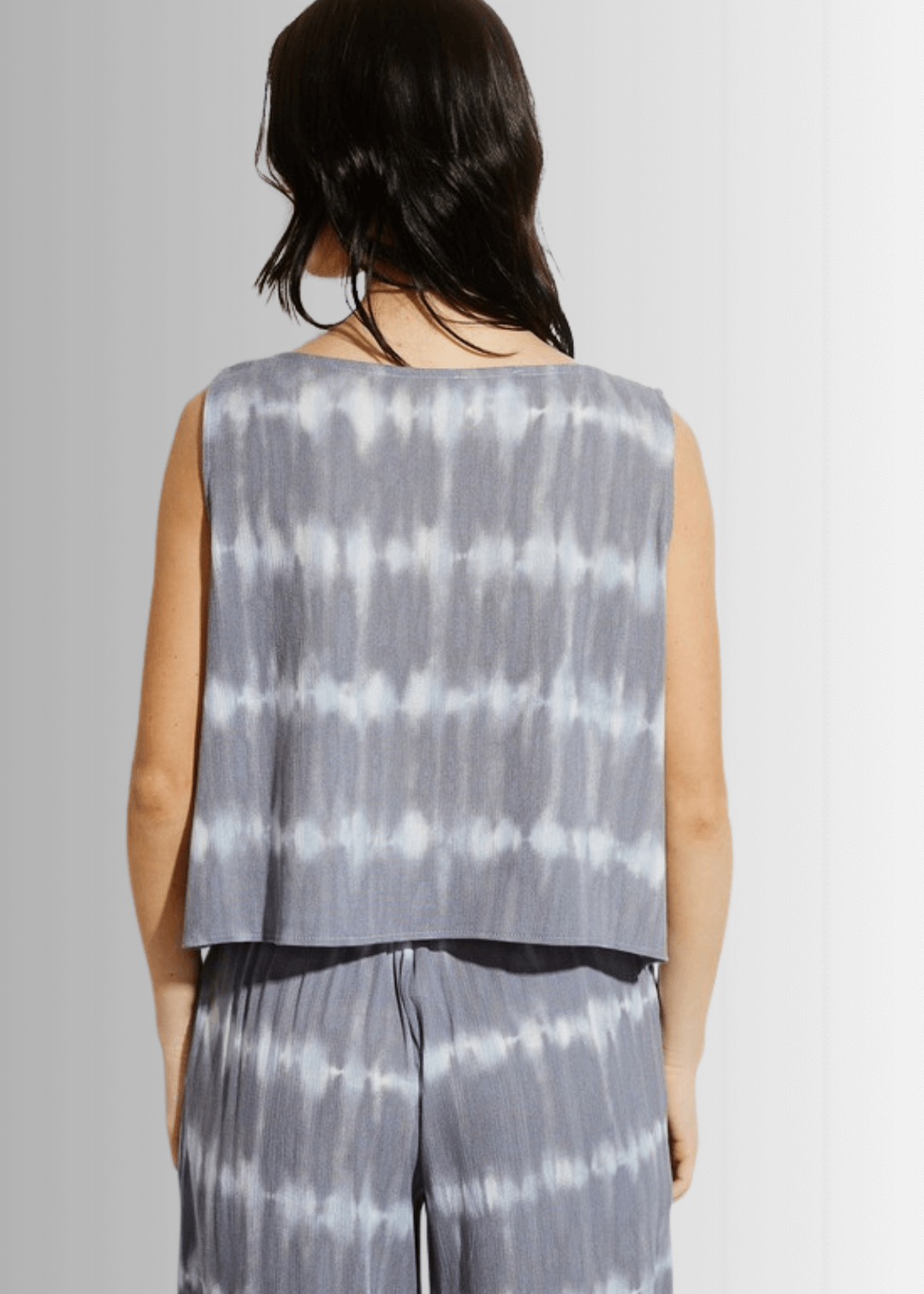 USA Made Charcoal Grey Tie dye striped crop muscle top and palazzo pants 2 piece set for lounge, beach or every day wear | Classy Cozy Cool Women&