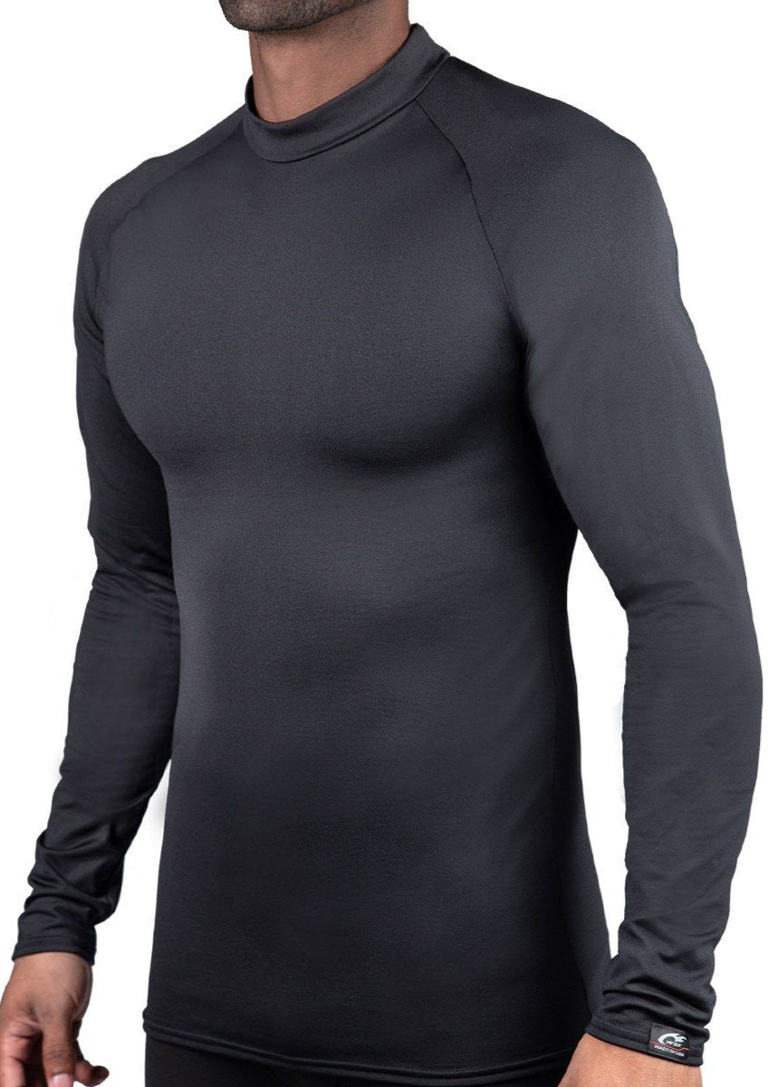 Made in USA WSI Sportswear Men's ProWikMax™  Cold Weather compression Shirt in Black, Will keep you warm even in temperatures from 0 to 60 degrees 