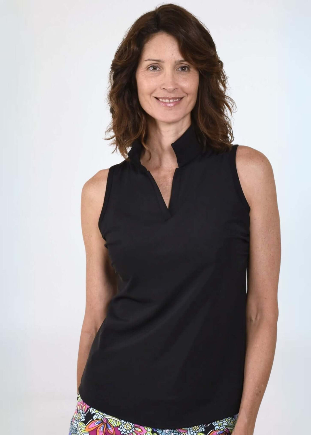 Proudly Made in USA Ladies Pebble Beach Sleeveless Top in Black | Perfect for Golf, Tennis, Pickleball or Every Day Wear | Classy Cozy Cool Women&