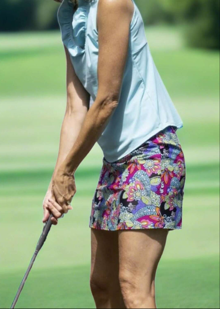 Ladies Active Wear Court Skort in Blooming Bouquet Print by Southwind Apparel | Made in USA | For Golf, Tennis, Pickle Ball, Lunch, Vacation Wear for Spring &amp; Summer | Classy Cozy Cool Women&