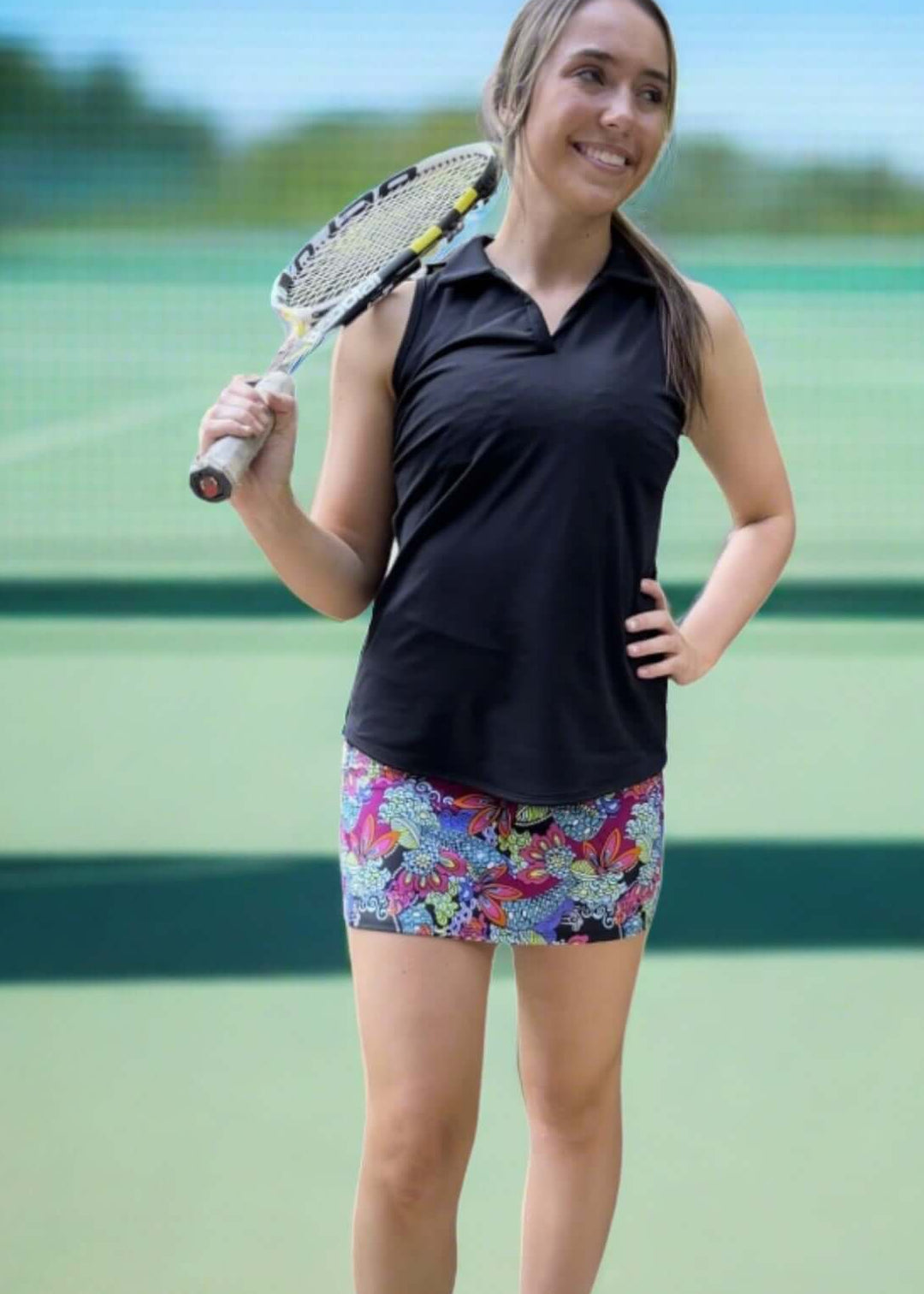 Ladies Active Wear Court Skort in Blooming Bouquet Print by Southwind Apparel | Made in USA | For Golf, Tennis, Pickle Ball, Lunch, Vacation Wear for Spring &amp; Summer | Classy Cozy Cool Women&