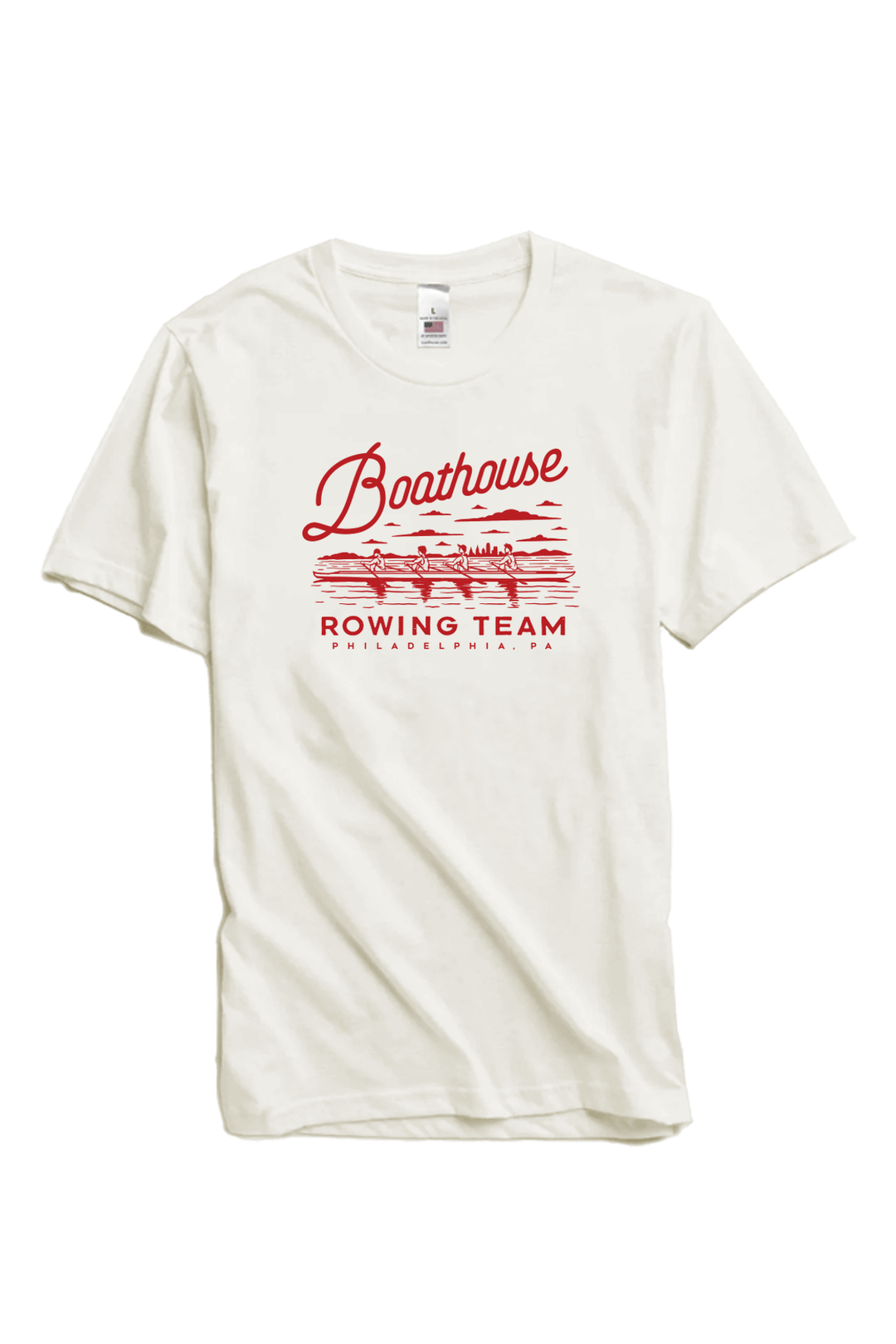 Made in USA Boathouse Graphic Cotton Short Sleeve T-Shirt with different Graphics to Choose from in White, Navy or Gray