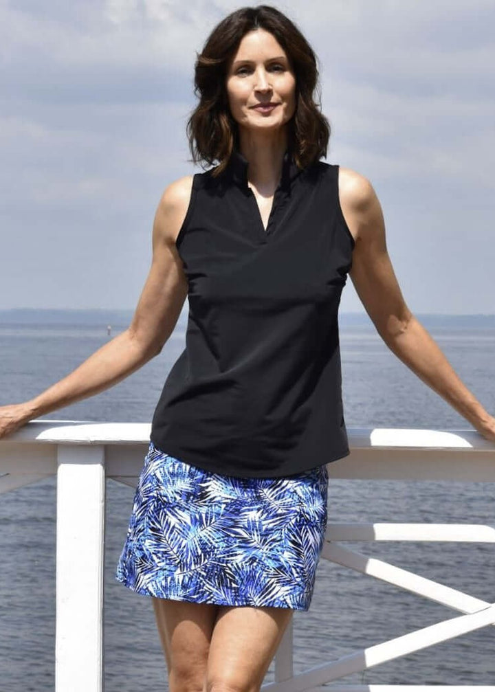 Proudly Made in USA Ladies Pebble Beach Sleeveless Top in Black | Perfect for Golf, Tennis, Pickleball or Every Day Wear | Classy Cozy Cool Women&