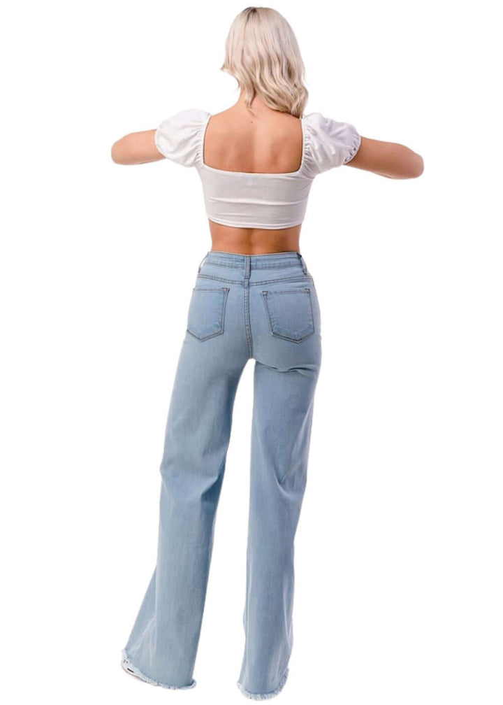 O2 Denim 505 High Waist Flare Jeans in Black Denim | Style PW505 | Women&