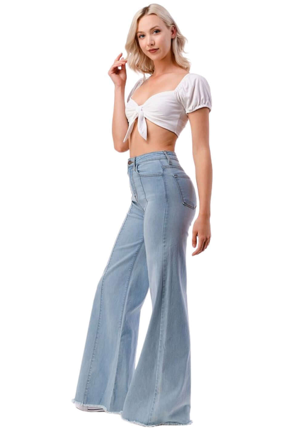 O2 Denim 505 High Waist Flare Jeans in Black Denim | Style PW505 | Women&