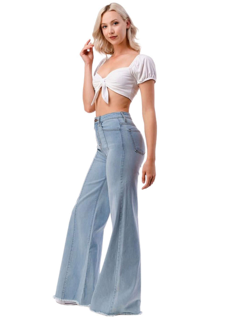 O2 Denim 505 High Waist Flare Jeans in Black Denim | Style PW505 | Women&