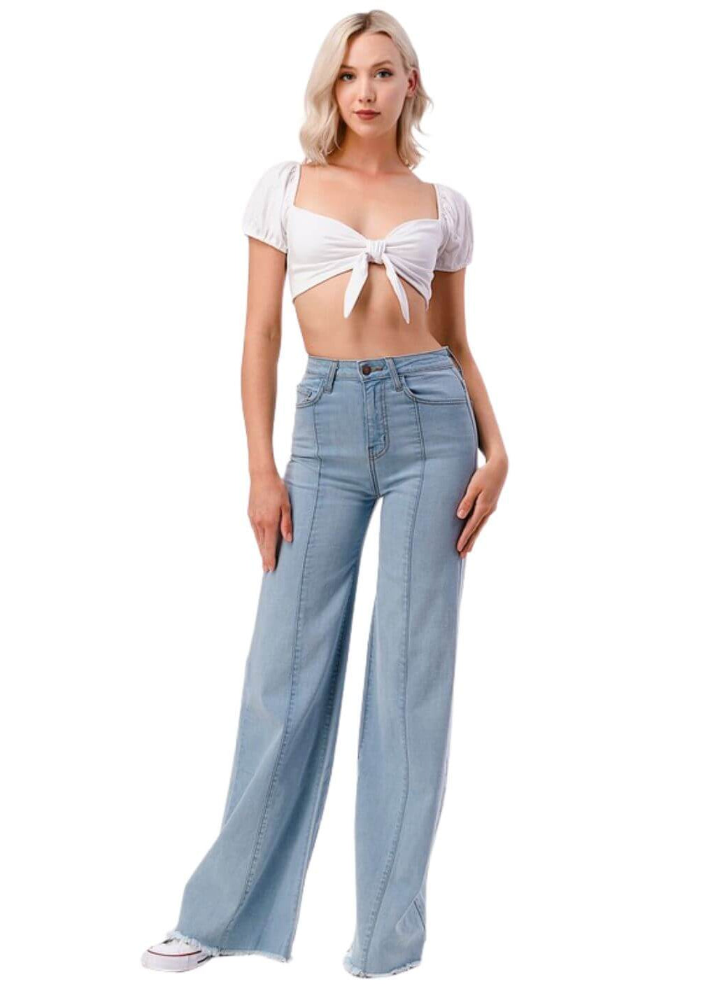 O2 Denim 505 High Waist Flare Jeans in Black Denim | Style PW505 | Women&