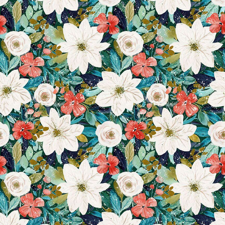 Made in USA. Shop the Winter Floral Vintage Dress by Retrolicious in 100% cotton, with a high neckline, full skirt and hidden pockets. Sizes XS–4X.