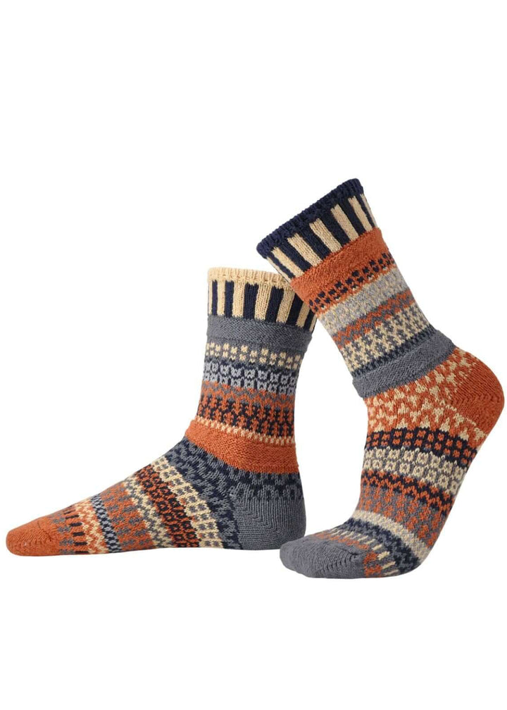 Solmate NUTMEG Knitted Crew Socks | Made in USA | These socks are delightfully mismatched &amp; so very comfortable. American Made Women&