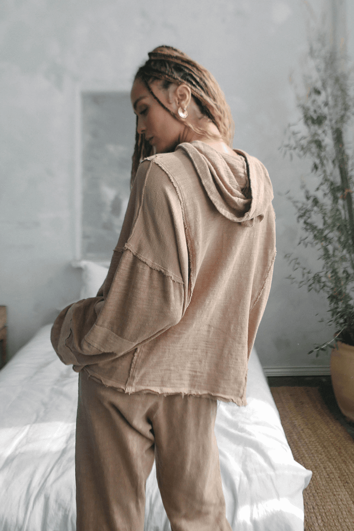The hoodie you have been dreaming about. Made in USA, The New Baja Hoodie is an update on our best seller. Featuring cool seam detailing and a slouchy fit, this hoodie is ultra cozy and flattering on all body types. + Navy / Sand+ Available in S-XL+ Machine wash cold