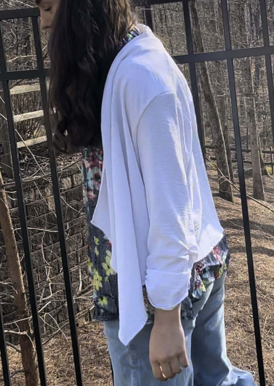 USA Made Ladies White Open Front Light Weight Cardigan | Classy Cozy Cool Women&