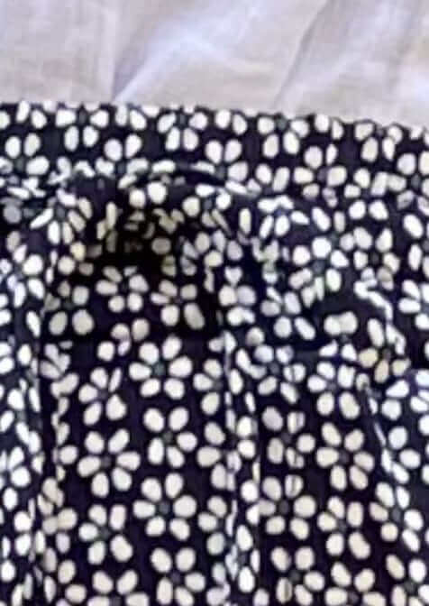 If She Loves Ladies Vintage Flower Pattern Relaxed Fit Pull-On Style Pants with Elastic Waist in Navy &amp; White | Made in USA | Women&