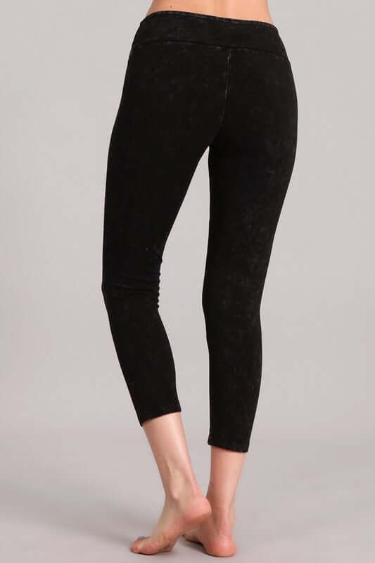 Chatoyant Mineral Washed Capri Leggings with Wide Waist Band | Style