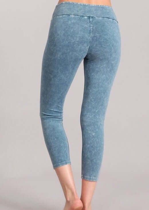 Chatoyant Mineral Washed Capri Leggings with Wide Waist Band | Style