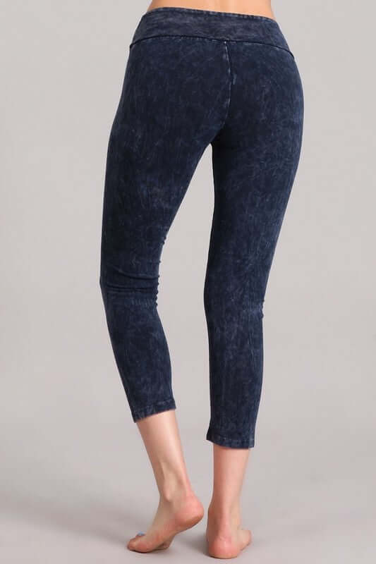 Chatoyant Mineral Washed Capri Leggings with Wide Waist Band | Style