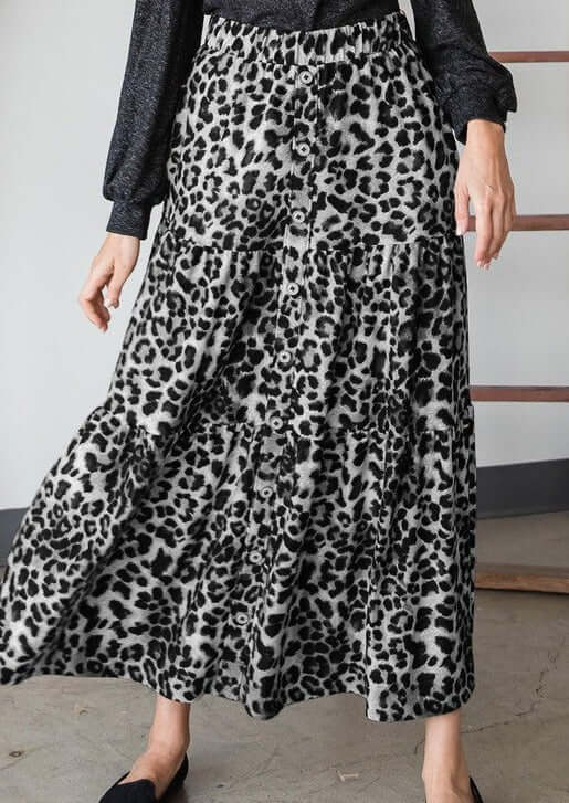 Proudly Made in USA This trendy maxi skirt features a button detail in the front and the elastic waistline combines comfort and style | Women&