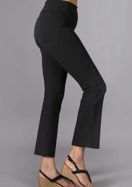 Chatoyant Black Capri Stretch Pants with Slight Bell Flare &amp; Back Pockets | Style