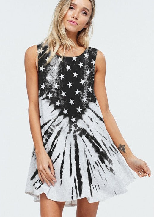 Phil Love Grey &amp; Black Patriotic 4th of July Tunic Dress | Made in USA | Classy Cozy Cool Women&