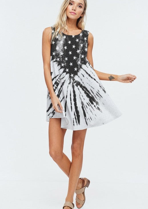 Phil Love Grey &amp; Black Patriotic 4th of July Tunic Dress | Made in USA | Classy Cozy Cool Women&
