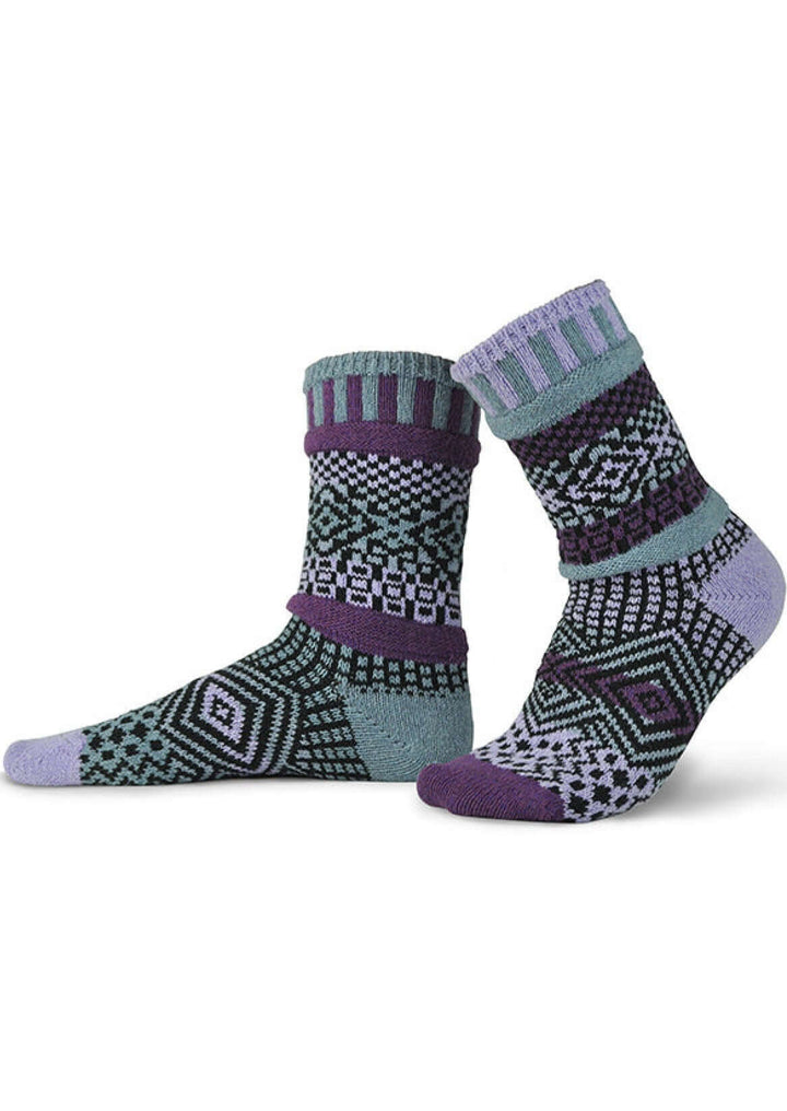 Solmate WISTERIA Knitted Crew Socks Proudly Made USA | These socks are delightfully mismatched &amp; so very comfortable. Classy Cozy Cool Women&