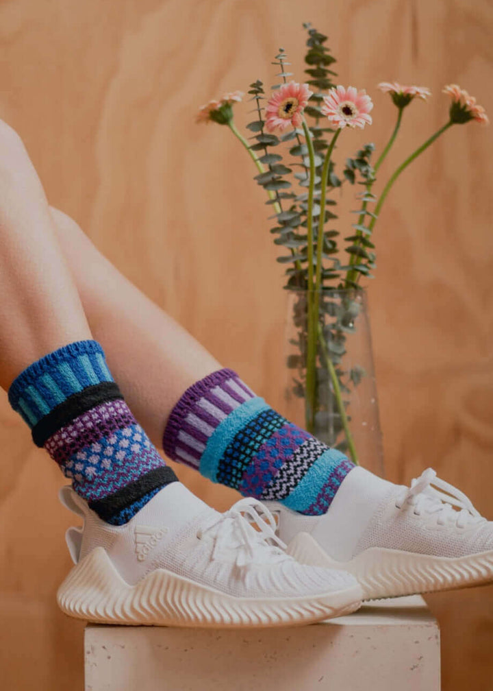 Solmate RASPBERRY Knitted Crew Socks Proudly Made USA | These socks are delightfully mismatched &amp; so very comfortable.  Classy Cozy Cool Women&
