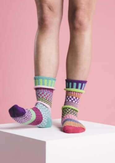 Solmate Socks DAHLIA Knitted Crew Socks Proudly Made USA | These socks are delightfully mismatched &amp; so very comfortable. American Made Clothing