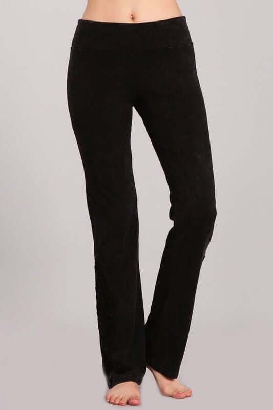 Mineral Washed Bootcut Jeggings Crochet Detail Made in USA