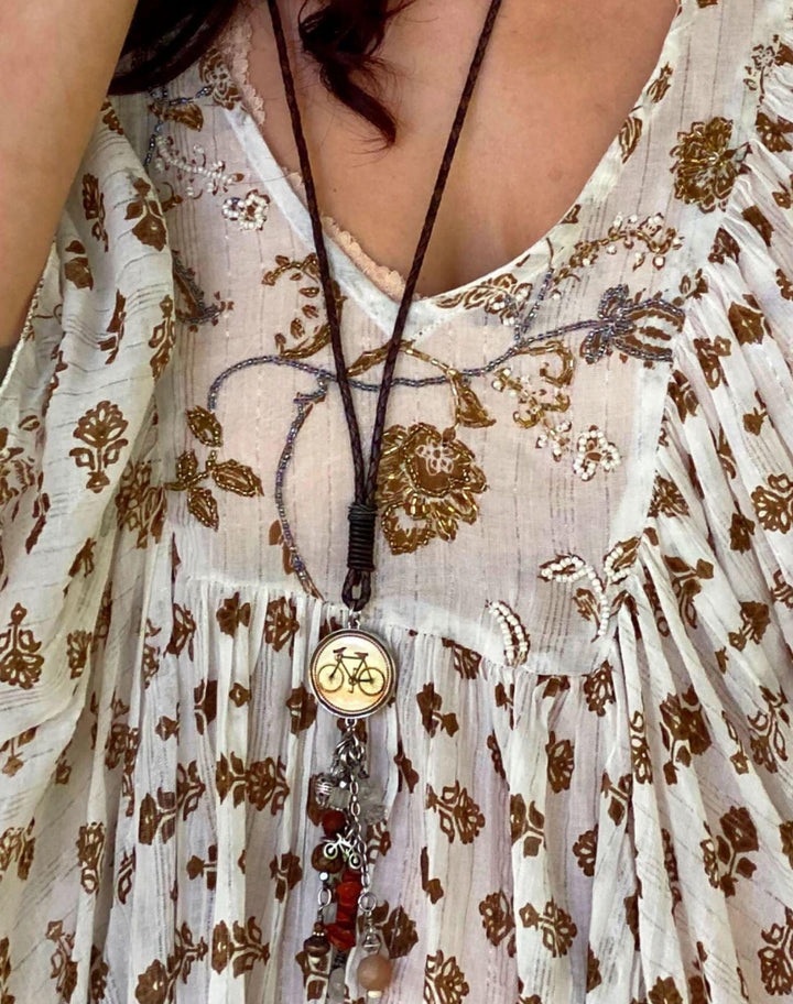 Brand: Spirit LaLa - Vintage Bicycle Long Drop Necklace -  BoHo, Gift Idea, Inspirational quote, Jewelry, jewelry made in USA, Long Drop Necklace, Made in America, made in usa, Made Local, Necklace, Pendant, Statement Necklace, Vintage, Vintage Bicycle, Women - Classy Cozy Cool Boutique