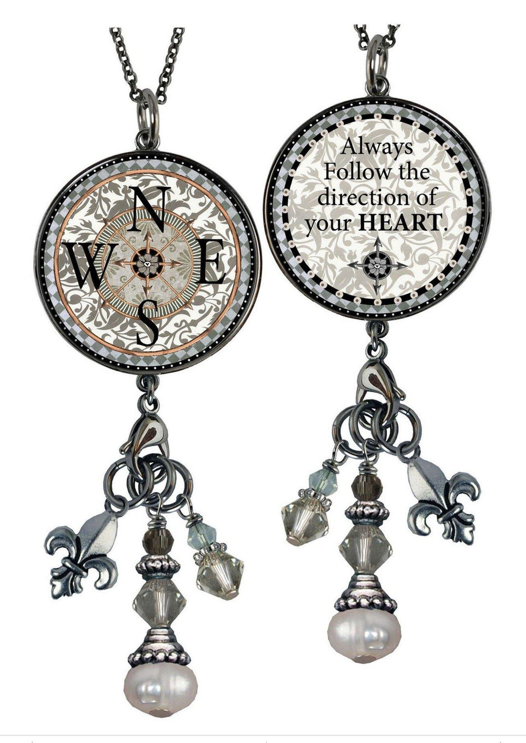 Brand: Spirit LaLa - Reversible Dangle Compass Inspirational Necklace -  BoHo, Compass, Gift Idea, Inspirational quote, Jewelry, jewelry made in USA, Made in America, made in usa, Made Local, Necklace, Pendant, Statement Necklace, Women - Classy Cozy Cool Boutique