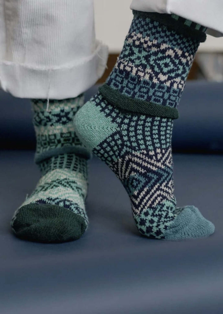 Solmate Socks EVERGREEN Knitted Crew Socks Proudly Made USA | These socks are delightfully mismatched &amp; so very comfortable. American Made Clothing