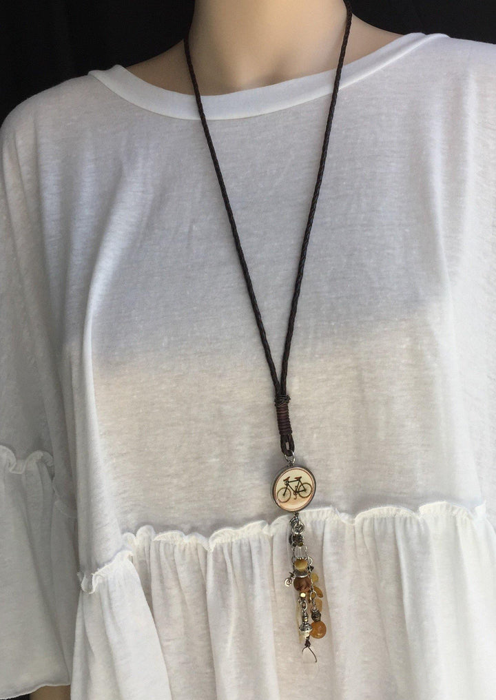 Brand: Spirit LaLa - Vintage Bicycle Long Drop Necklace -  BoHo, Gift Idea, Inspirational quote, Jewelry, jewelry made in USA, Long Drop Necklace, Made in America, made in usa, Made Local, Necklace, Pendant, Statement Necklace, Vintage, Vintage Bicycle, Women - Classy Cozy Cool Boutique