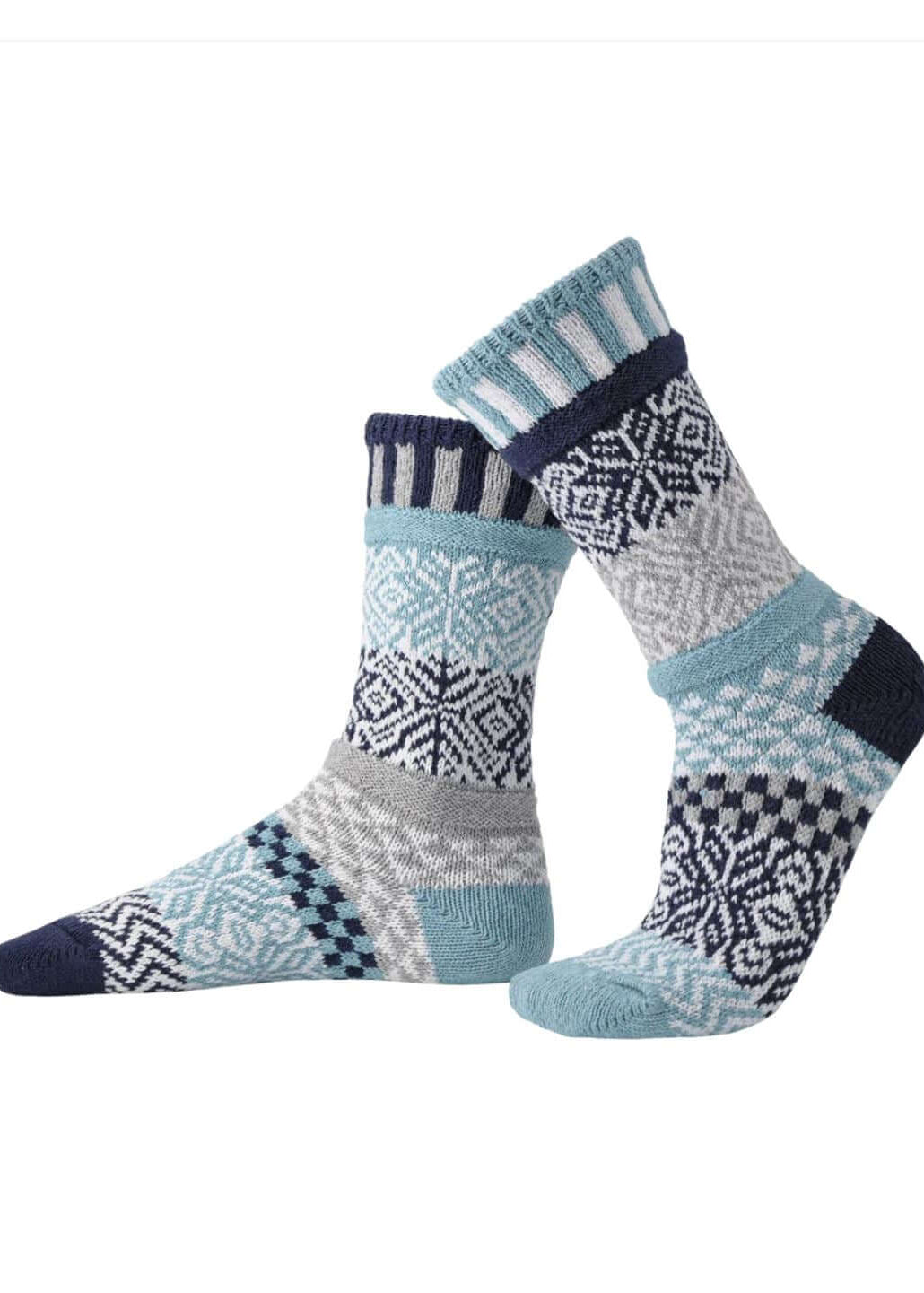 Solmate Socks SNOWFALL Knitted Crew Socks Proudly Made USA | These socks are delightfully mismatched &amp; so very comfortable. American Made Clothing