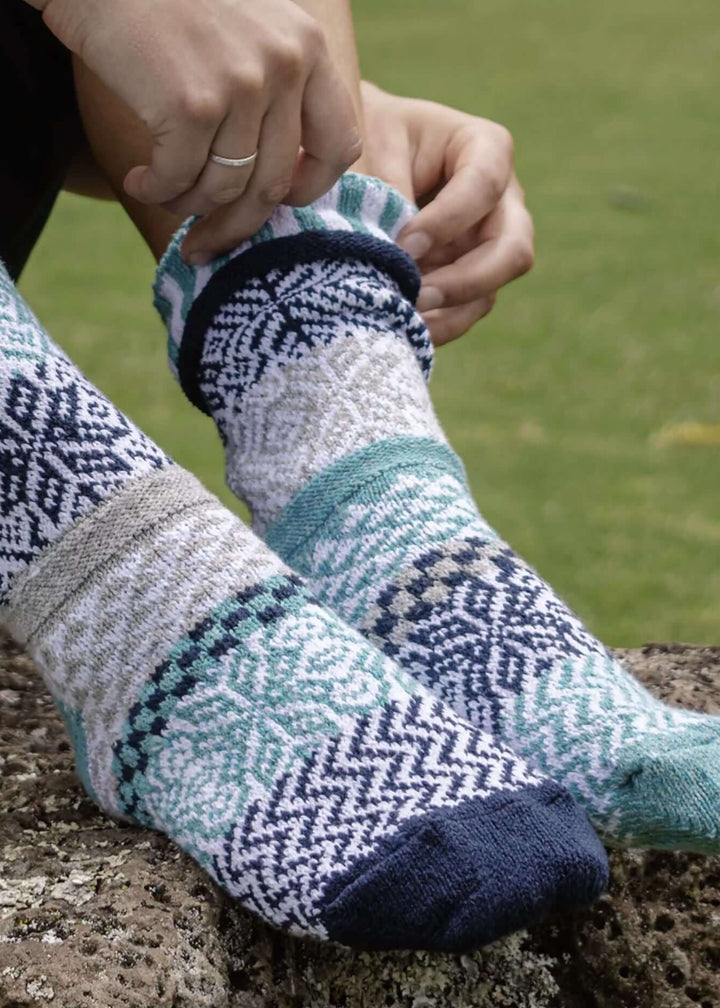 Solmate Socks SNOWFALL Knitted Crew Socks Proudly Made USA | These socks are delightfully mismatched &amp; so very comfortable. American Made Clothing