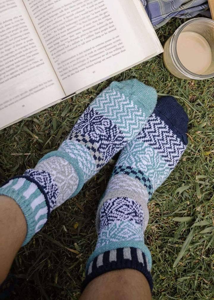 Solmate Socks SNOWFALL Knitted Crew Socks Proudly Made USA | These socks are delightfully mismatched &amp; so very comfortable. American Made Clothing